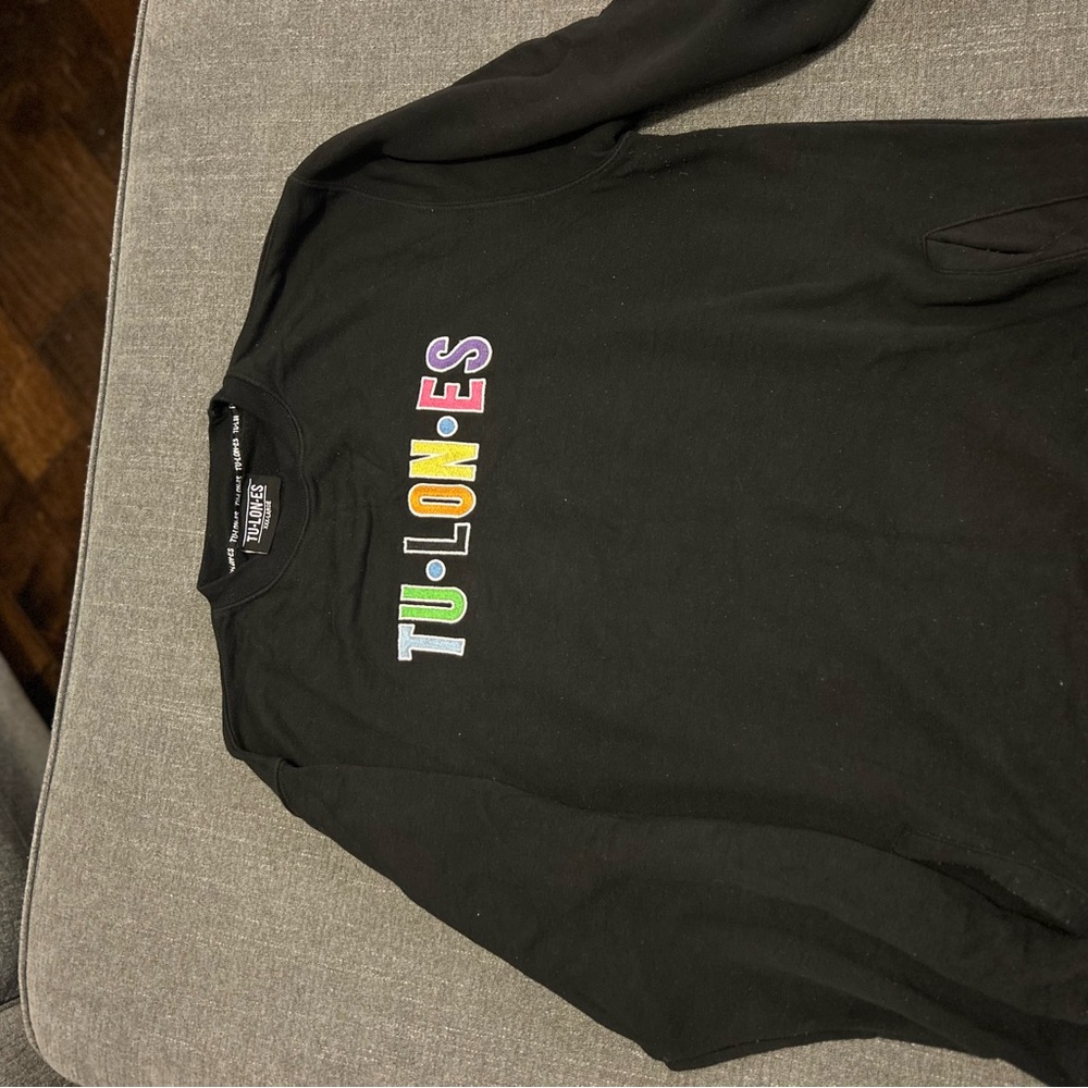 Black Sweatshirt with Colorful TU-LONES Logo